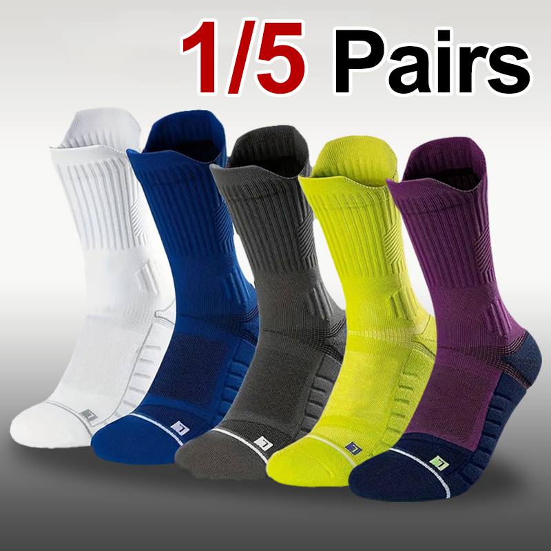 Athletic Sock Cushion - 1/5 Pair Men Towel Bottom Basketball