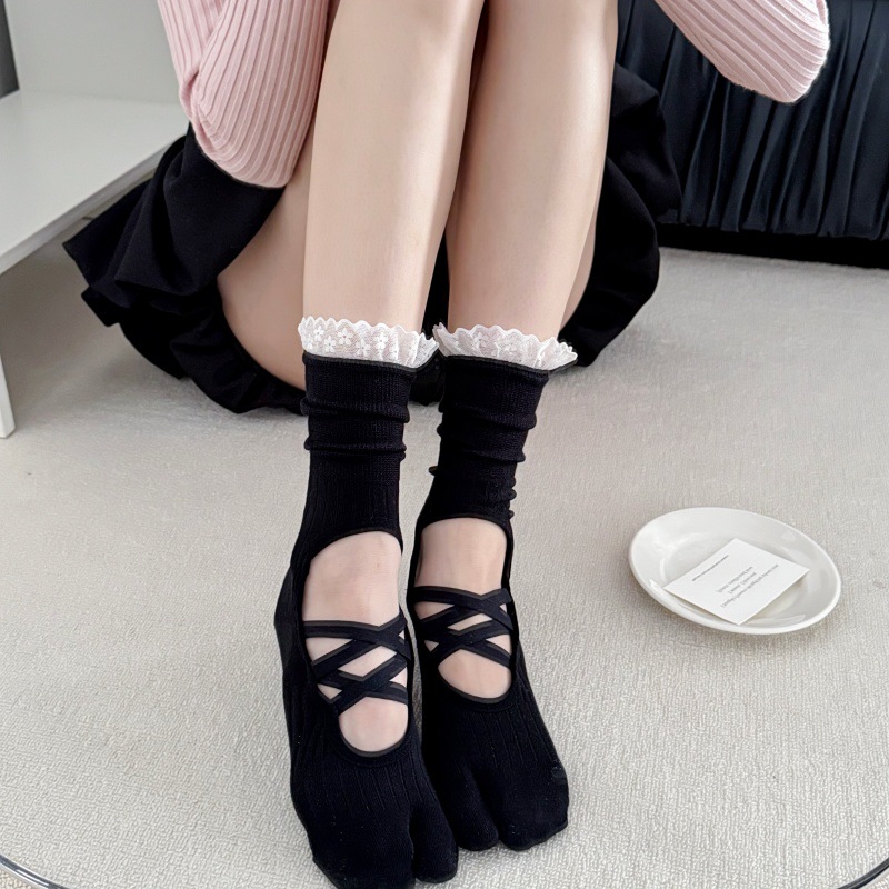 Lace Trim Split Toe Yoga Socks - Toe Sock Split review and price