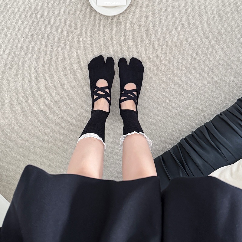 Lace Trim Split Toe Yoga Socks - Toe Sock Split review and price