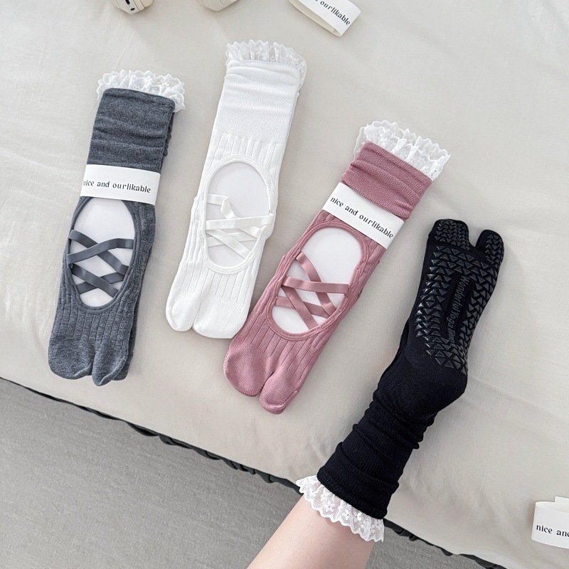 Lace Trim Split Toe Yoga Socks - Toe Sock Split review and price