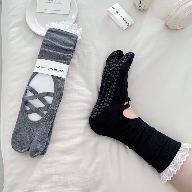 Lace Trim Split Toe Yoga Socks - Toe Sock Split review and price